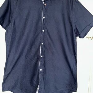 Zara Men's Dark Blue Casual Button Down Shirt size XL